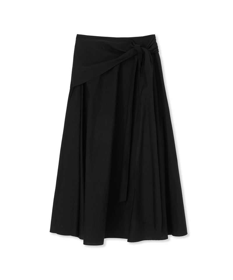 Black MSGM Roomy Poplin Long Skirt With Bow | USA_MSGM12262