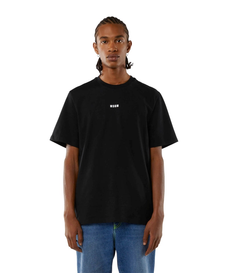 Black MSGM Round Neck Cotton Micro Logo | USA_MSGM49662