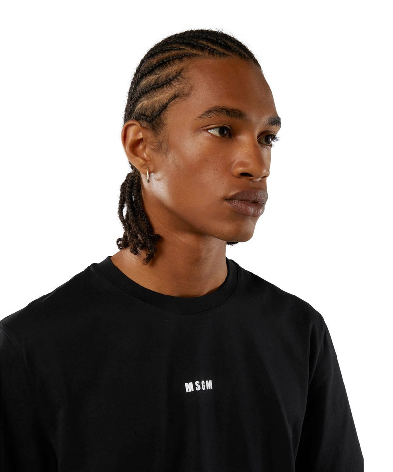 Black MSGM Round Neck Cotton Micro Logo | USA_MSGM49662