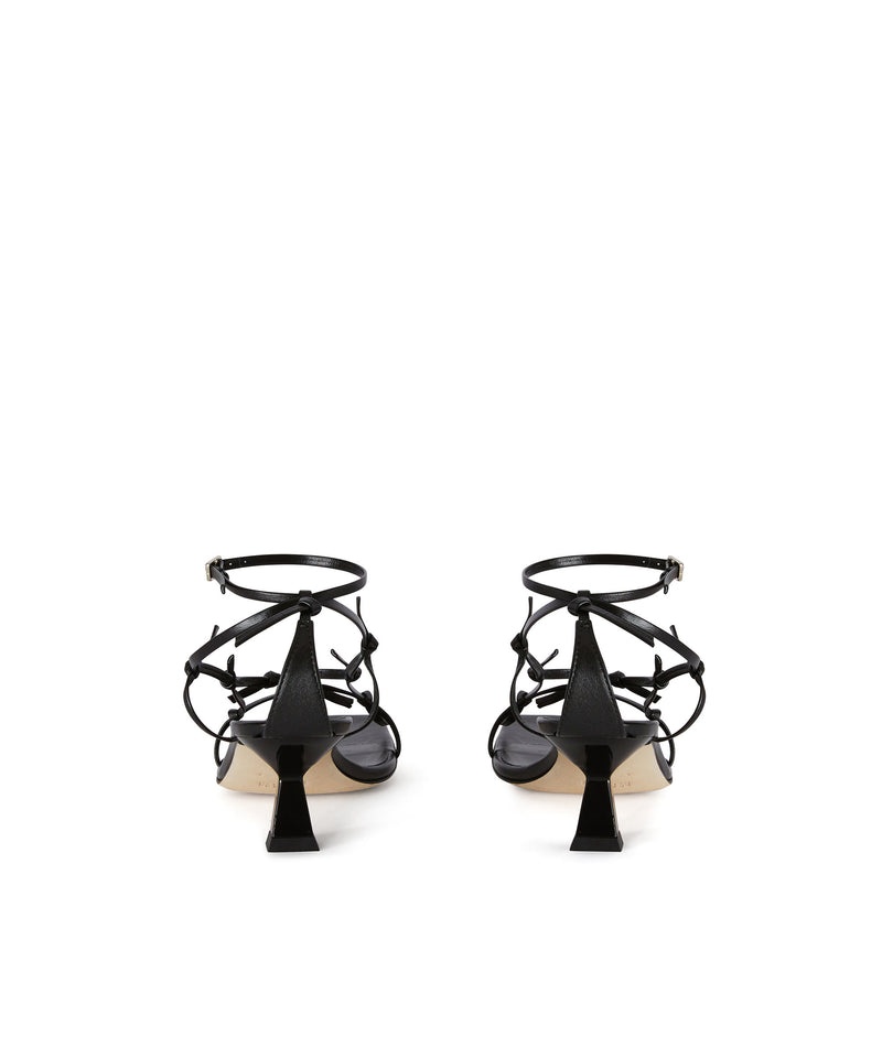 Black MSGM Sandal With Leather Woven Straps | USA_MSGM81519