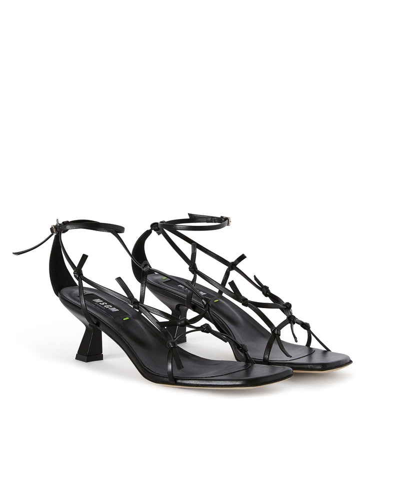 Black MSGM Sandal With Leather Woven Straps | USA_MSGM81519