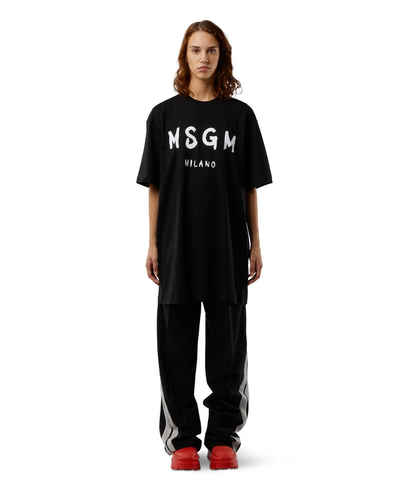 Black MSGM Short Sleeve Cotton Dress | USA_MSGM65791