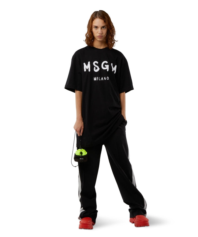 Black MSGM Short Sleeve Cotton Dress | USA_MSGM65791