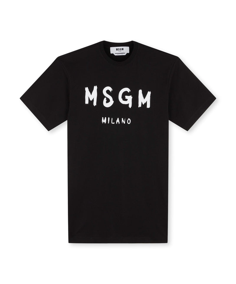 Black MSGM Short Sleeve Cotton Dress | USA_MSGM65791