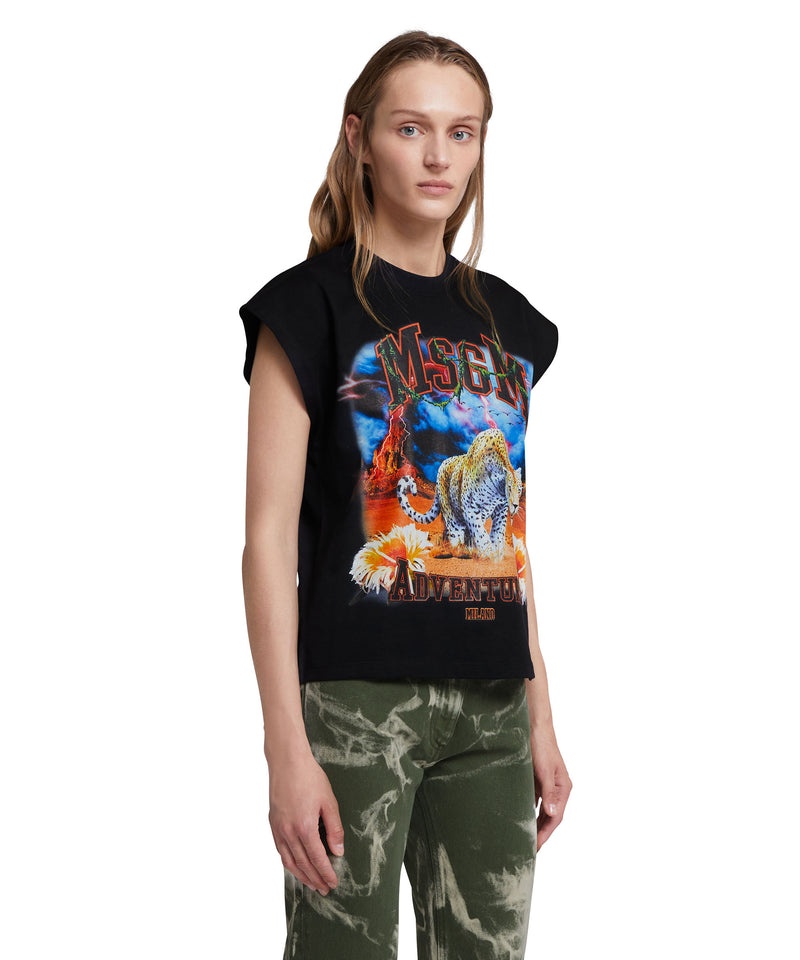 Black MSGM Sleeveless Msgm Adventures Graphic | USA_MSGM63363