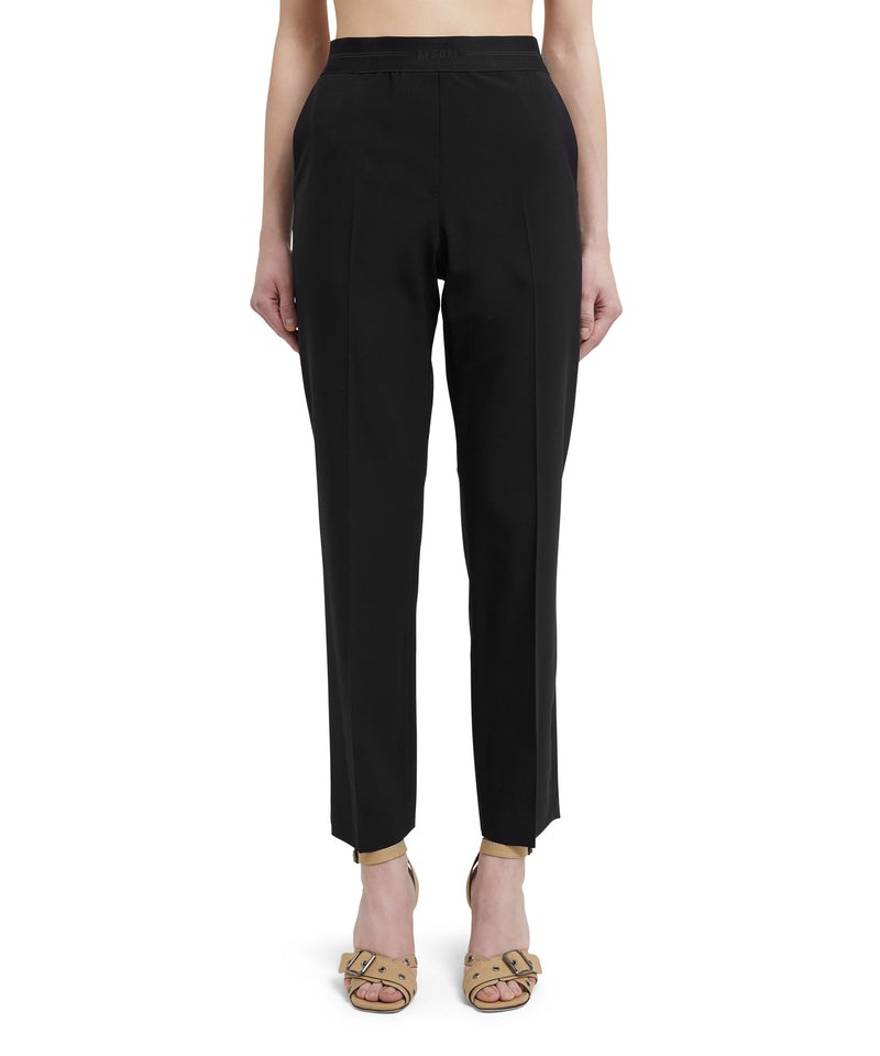 Black MSGM Slim-fit Pants With Logoed Elastic Waistband | USA_MSGM36724