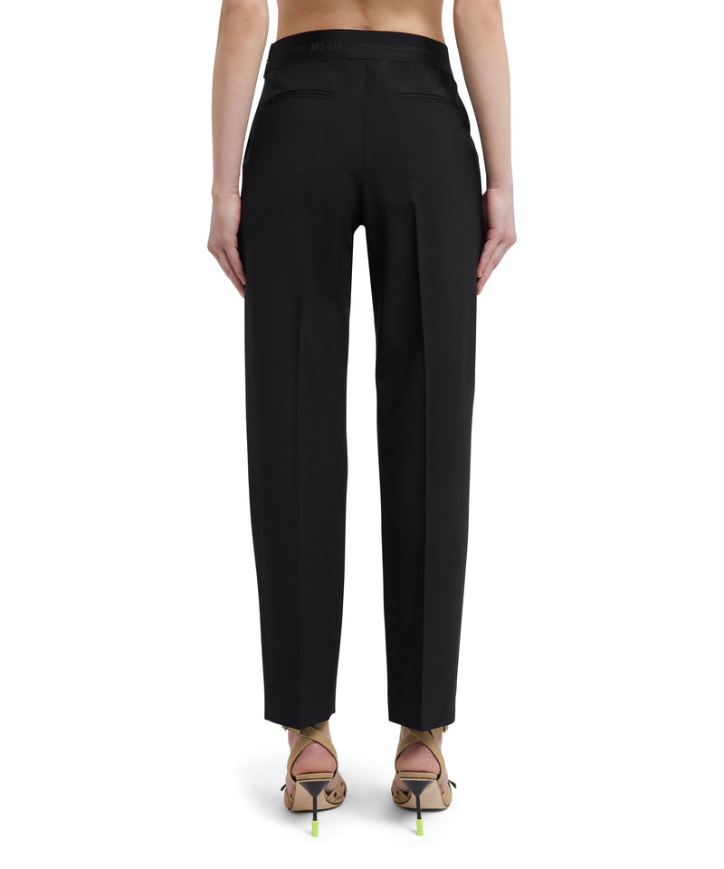 Black MSGM Slim-fit Pants With Logoed Elastic Waistband | USA_MSGM36724