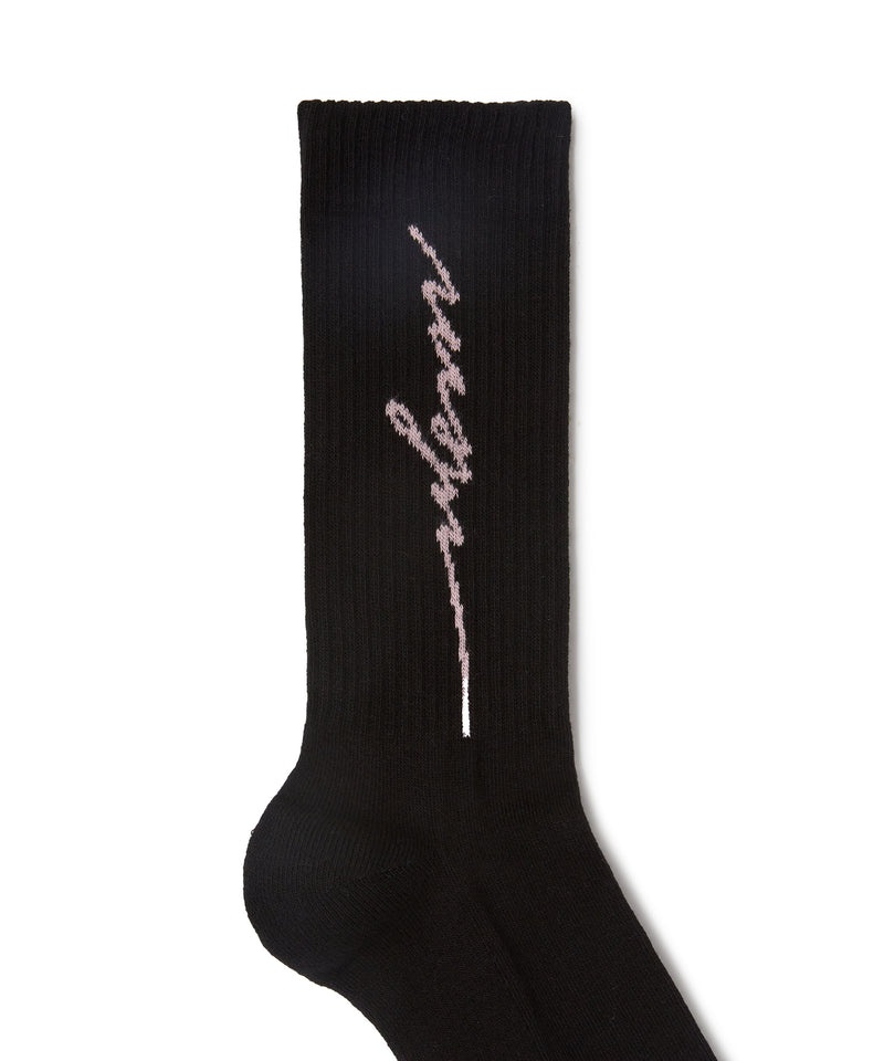 Black MSGM Socks With Jacquard Cursive Logo | USA_MSGM68686