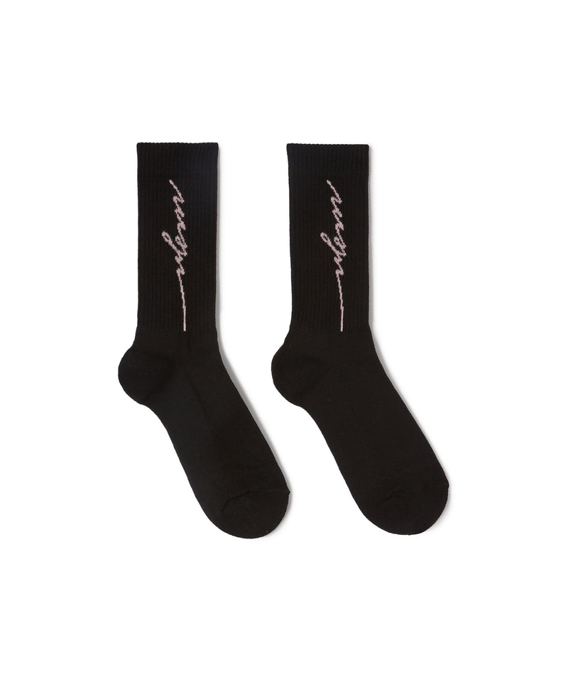 Black MSGM Socks With Jacquard Cursive Logo | USA_MSGM68686