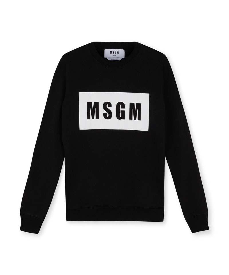 Black MSGM Solid Colour Cotton Sweatshirt With A Box Logo | USA_MSGM40343