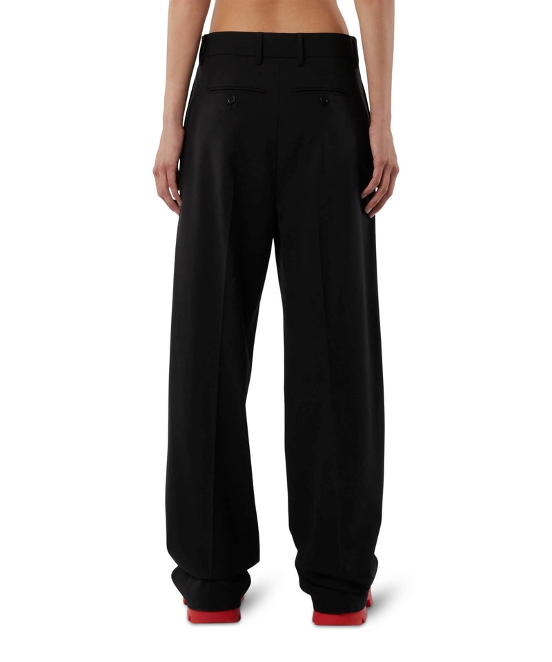 Black MSGM Solid-colour Tailoring Palazzo Trousers In Virgin Wool | USA_MSGM11953