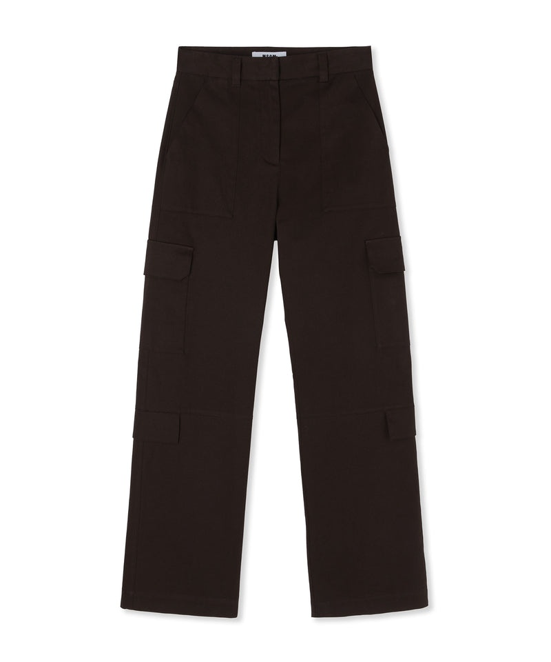 Black MSGM Stretch Cotton Gabardine Cargo Pants | USA_MSGM81676