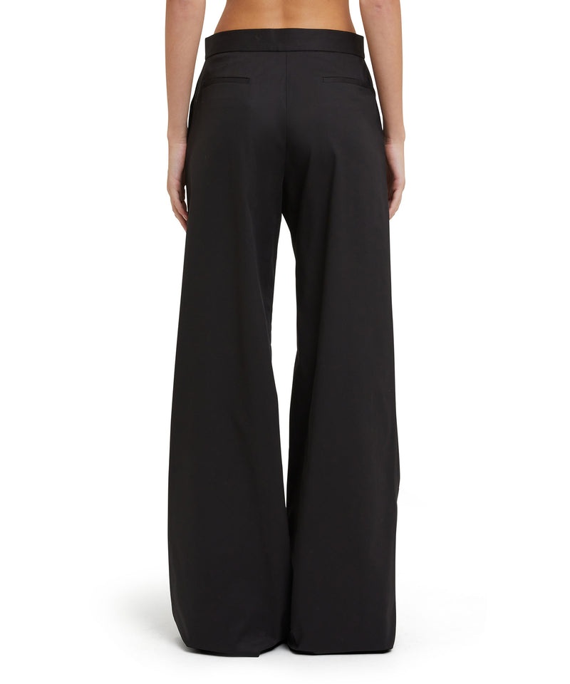 Black MSGM Stretch Cotton Gabardine Roomy Pants With Embroidered Beads | USA_MSGM85346