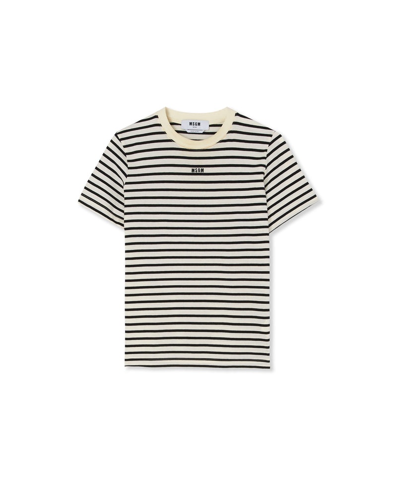 Black MSGM Striped Jersey Embroidered Logo | USA_MSGM51395