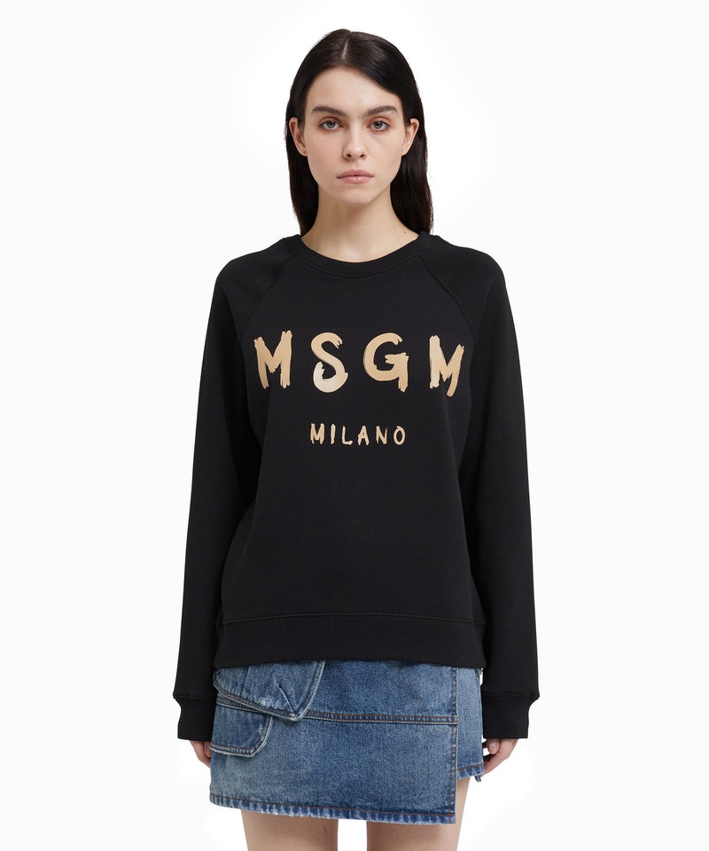 Black MSGM Sweatshirt With Box Logo | USA_MSGM38739