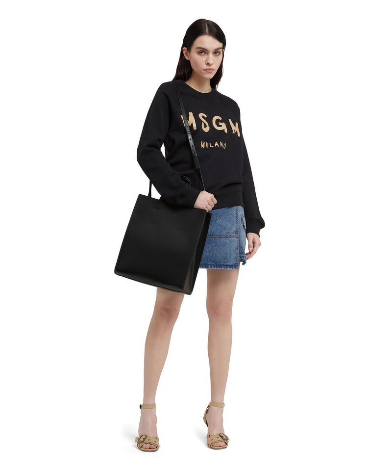 Black MSGM Sweatshirt With Box Logo | USA_MSGM38739