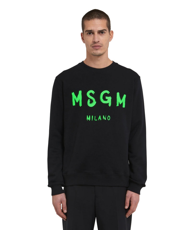 Black MSGM Sweatshirt With Brushstroke Logo | USA_MSGM82809