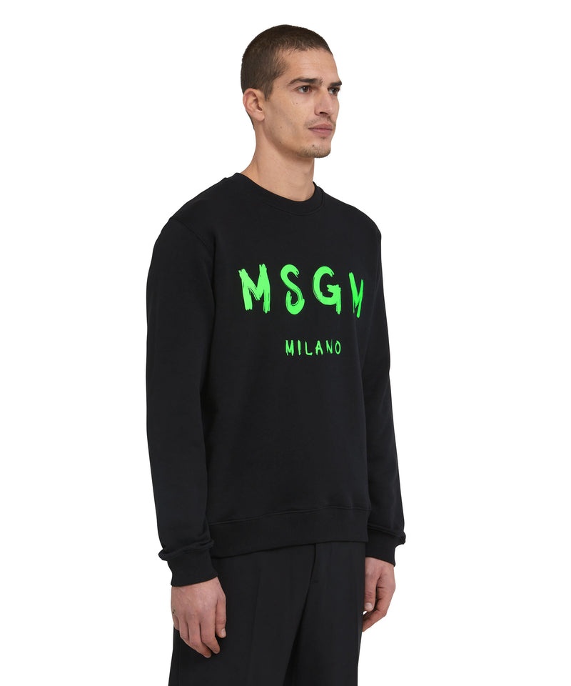 Black MSGM Sweatshirt With Brushstroke Logo | USA_MSGM82809