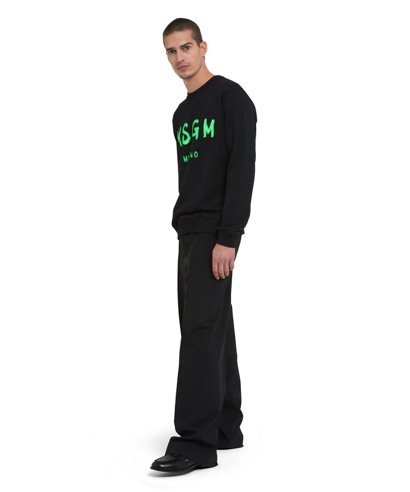 Black MSGM Sweatshirt With Brushstroke Logo | USA_MSGM82809