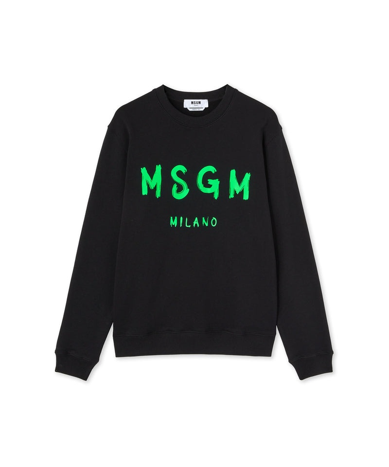 Black MSGM Sweatshirt With Brushstroke Logo | USA_MSGM82809