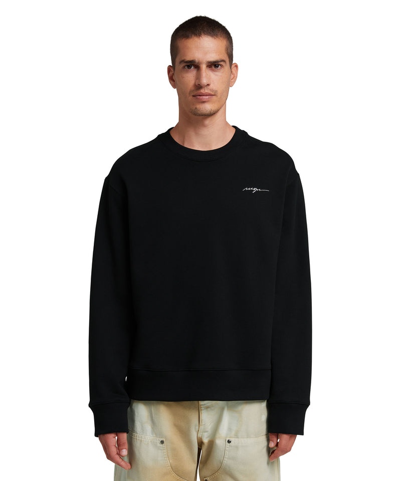 Black MSGM Sweatshirt With Embroidered Logo | USA_MSGM12125