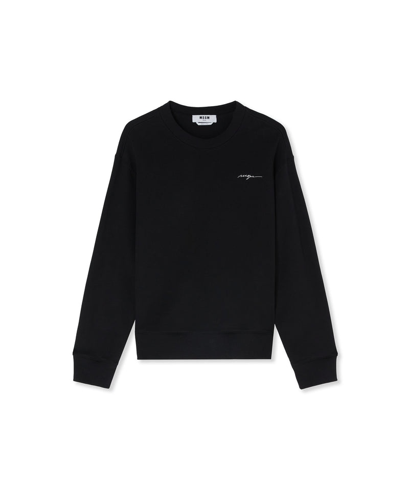 Black MSGM Sweatshirt With Embroidered Logo | USA_MSGM12125