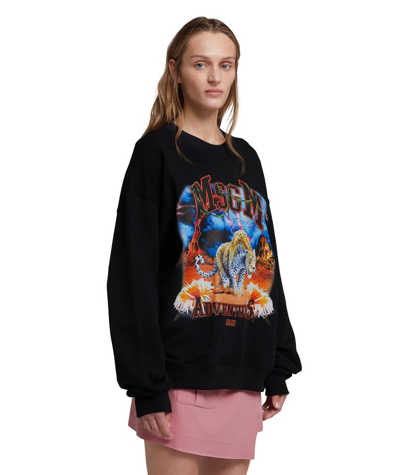 Black MSGM Sweatshirt With Msgm Adventures Graphic | USA_MSGM16936