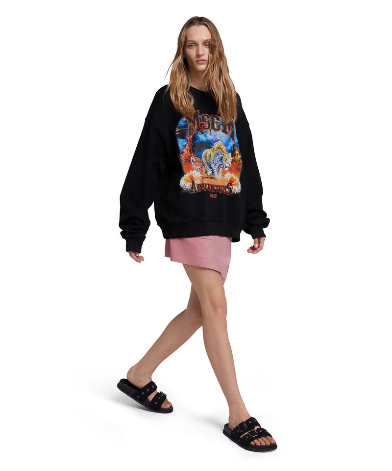 Black MSGM Sweatshirt With Msgm Adventures Graphic | USA_MSGM16936