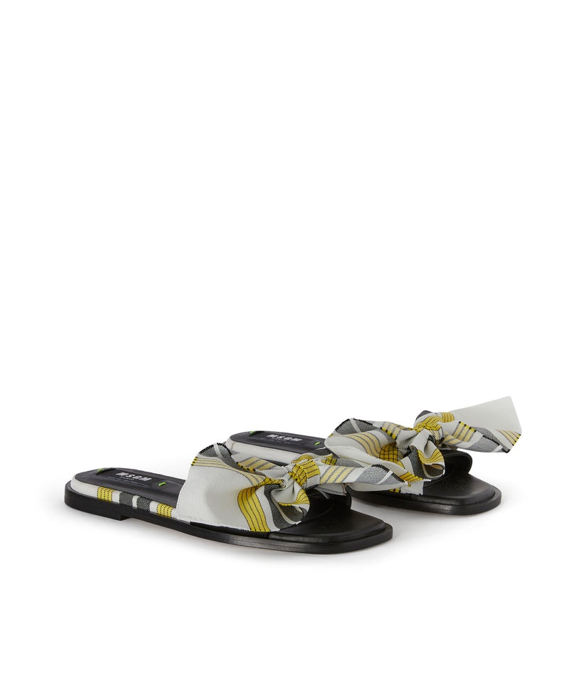 Black MSGM Tecno Canvas Check Flat Sandal With Knot | USA_MSGM41082