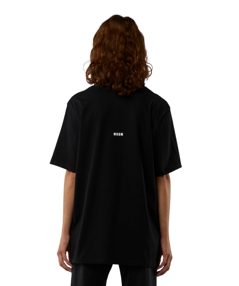 Black MSGM T-shirt Quote Never Look Back ItS All Ahead | USA_MSGM20956