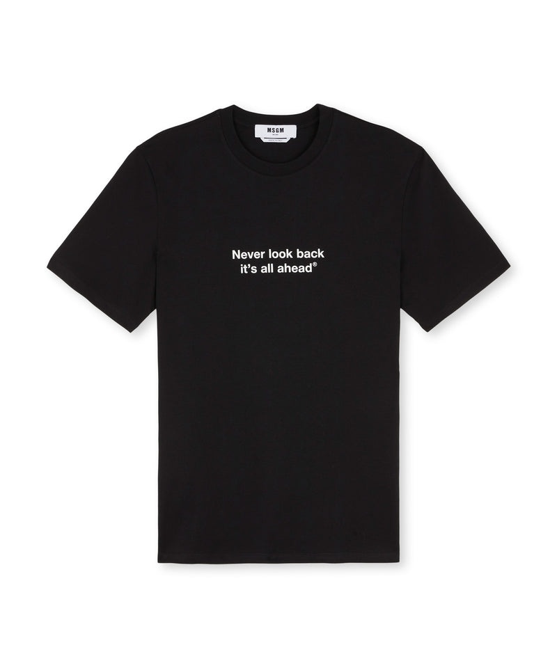 Black MSGM T-shirt Quote Never Look Back ItS All Ahead | USA_MSGM20956