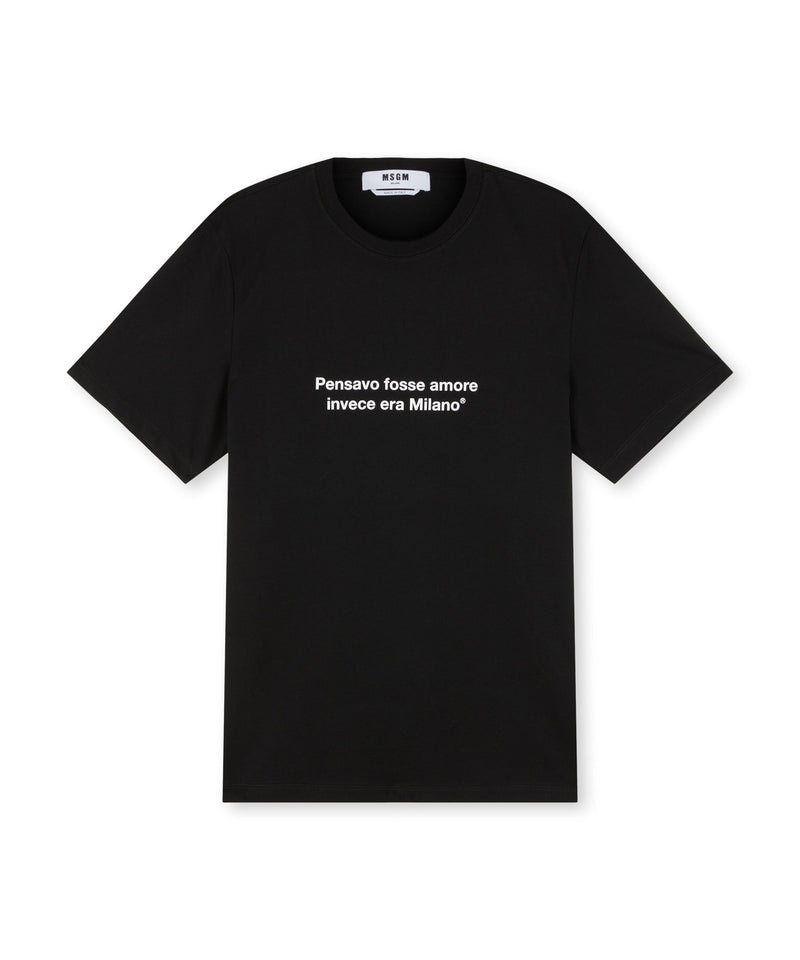 Black MSGM T-shirt Quote Pensavo Fosse Amore Invece Era Milano | USA_MSGM78750