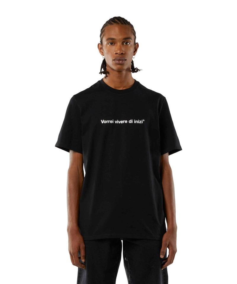 Black MSGM T-shirt Quote Vorrei Vivere Di Inizi | USA_MSGM84167