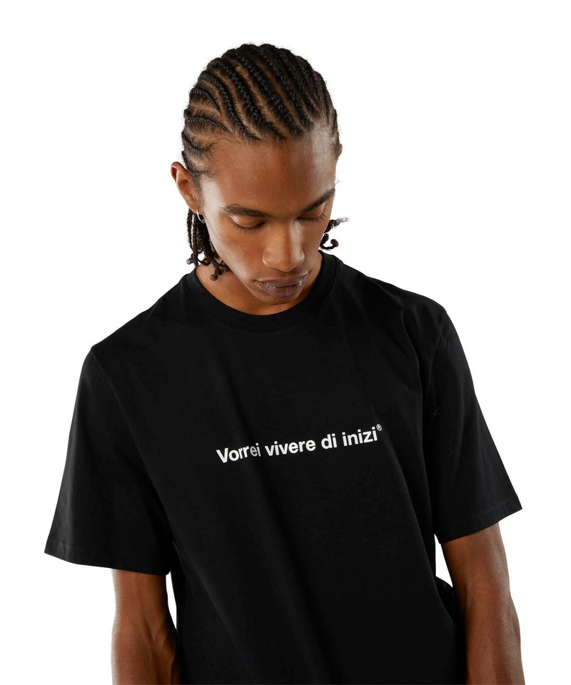 Black MSGM T-shirt Quote Vorrei Vivere Di Inizi | USA_MSGM84167