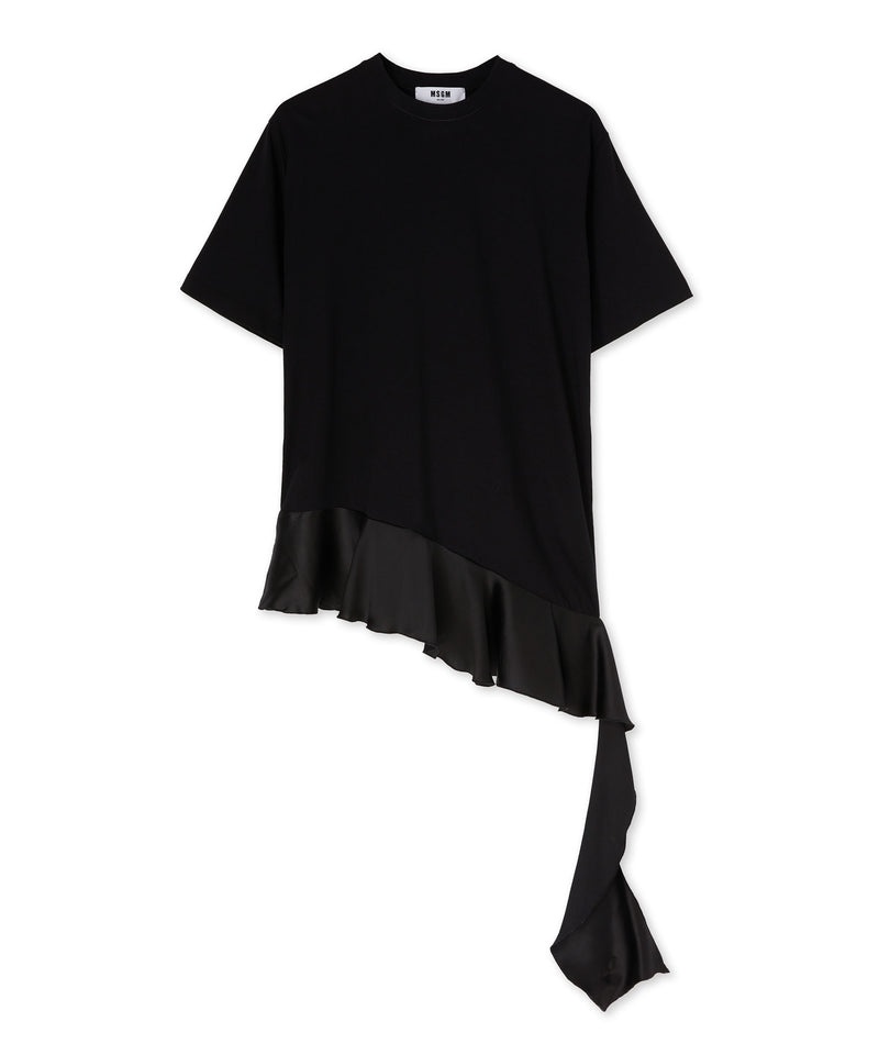 Black MSGM T-shirt With Satin Insert | USA_MSGM45736