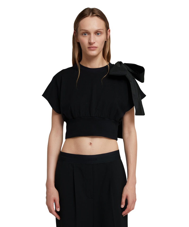 Black MSGM T-shirt With Taffetà Bow | USA_MSGM32556