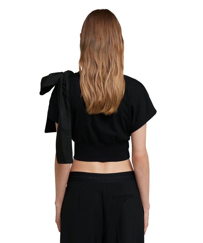 Black MSGM T-shirt With Taffetà Bow | USA_MSGM32556