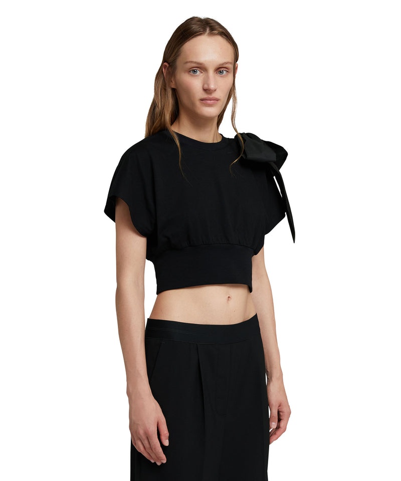 Black MSGM T-shirt With Taffetà Bow | USA_MSGM32556