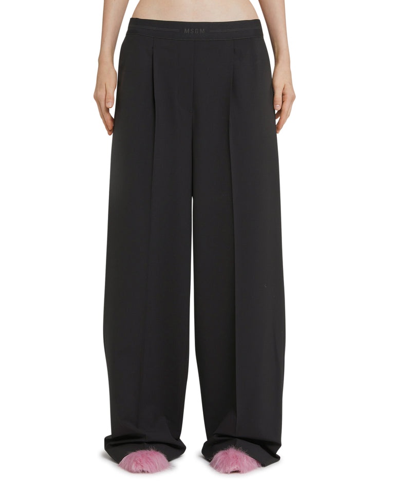 Black MSGM Virgin Wool Trousers Wool Suiting | USA_MSGM48935