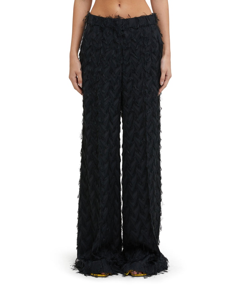 Black MSGM Viscose Fil Coupè Fluid Fabric Roomy Pants | USA_MSGM36713