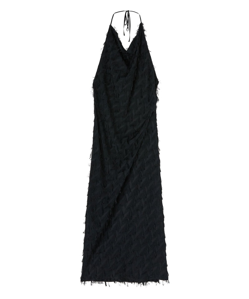 Black MSGM Viscose Fil Coupè Fluid Fabric Long Slip | USA_MSGM57960