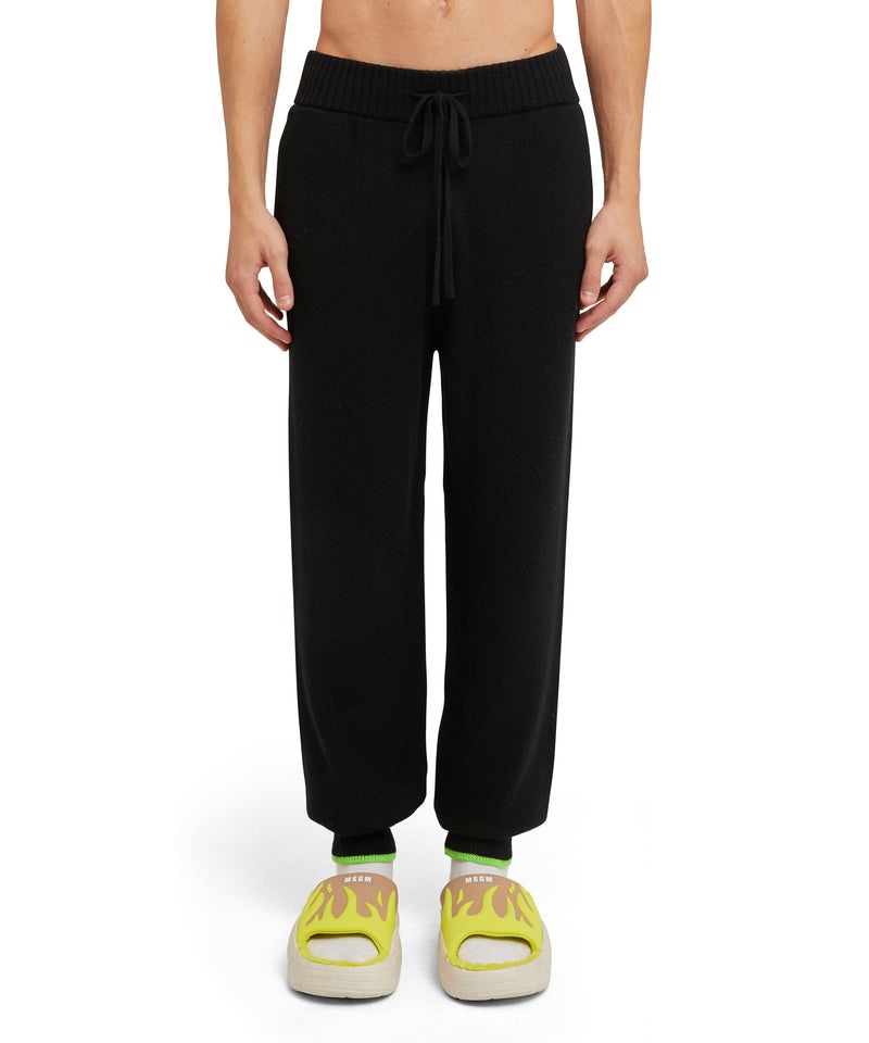 Black MSGM Wool And Cashmere Track Pants | USA_MSGM99589