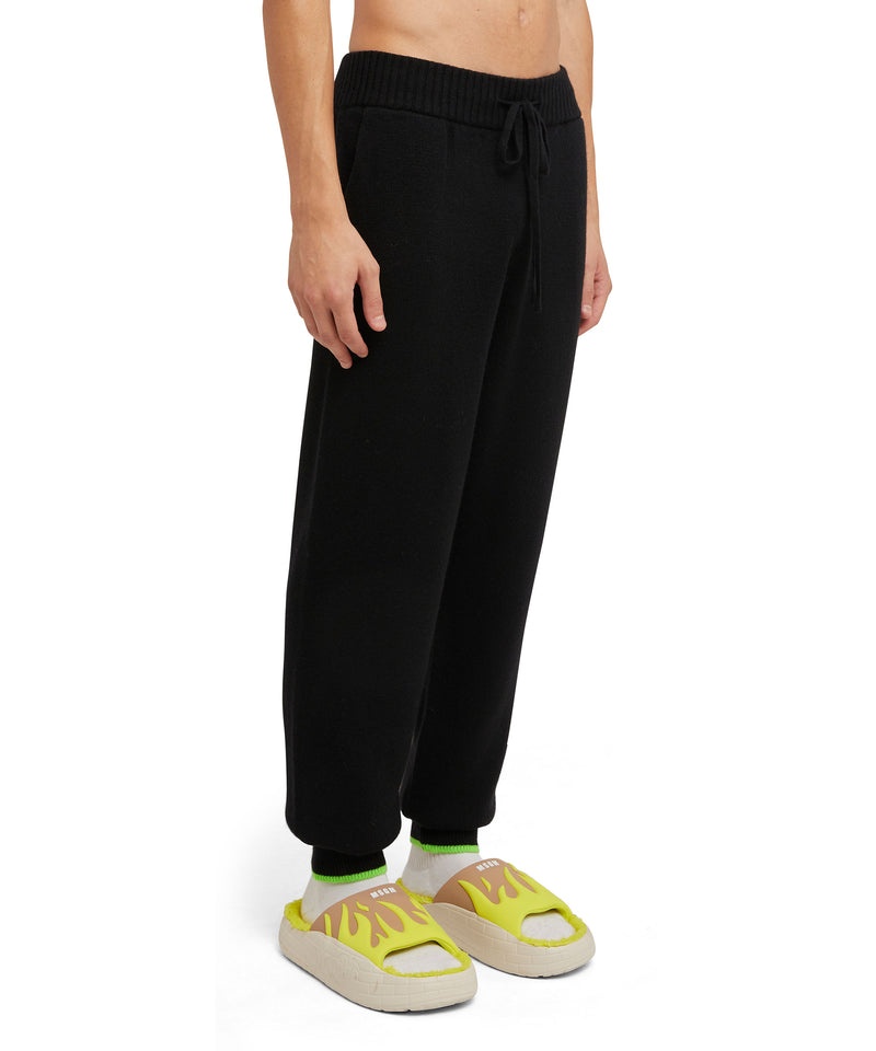 Black MSGM Wool And Cashmere Track Pants | USA_MSGM99589