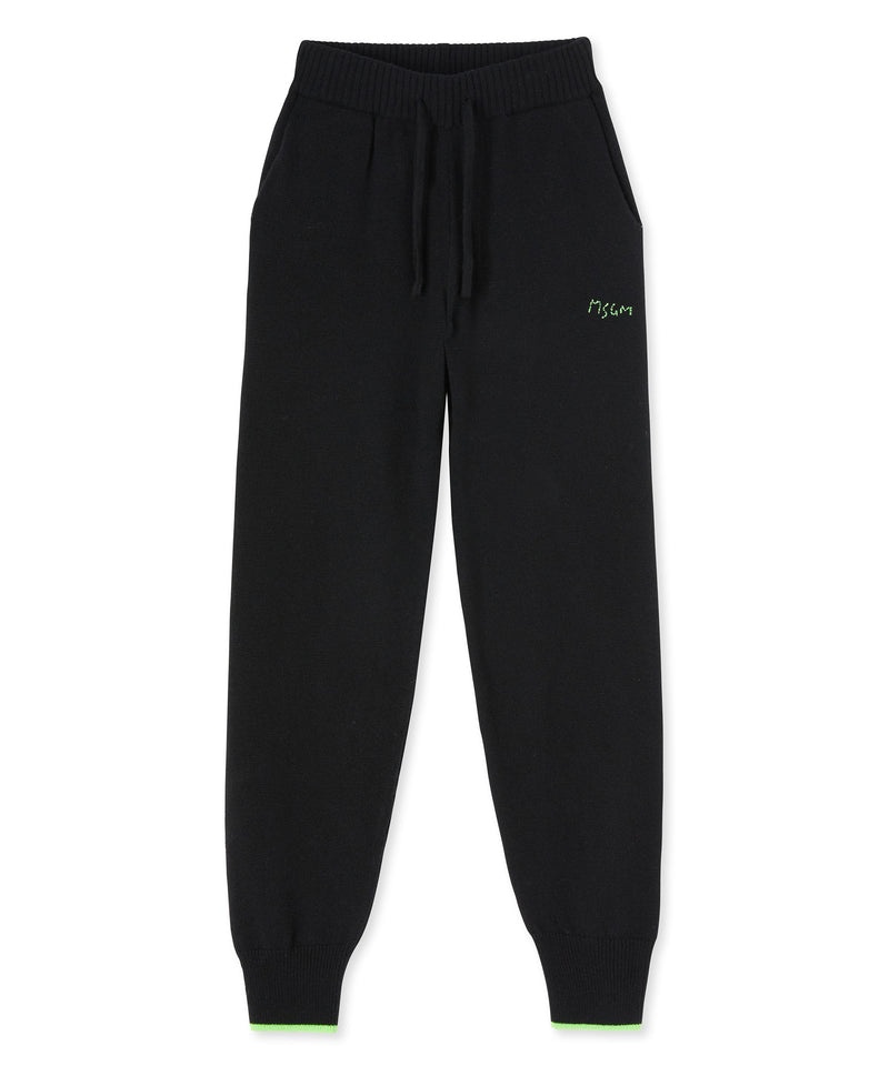 Black MSGM Wool And Cashmere Track Pants | USA_MSGM99589