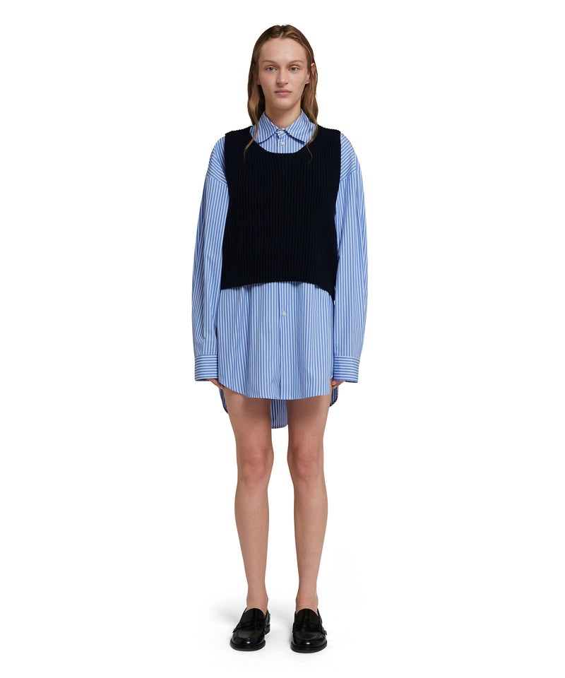 Black / Blue MSGM Poplin Dress With English Cotton Ribbed Shirt | USA_MSGM54861