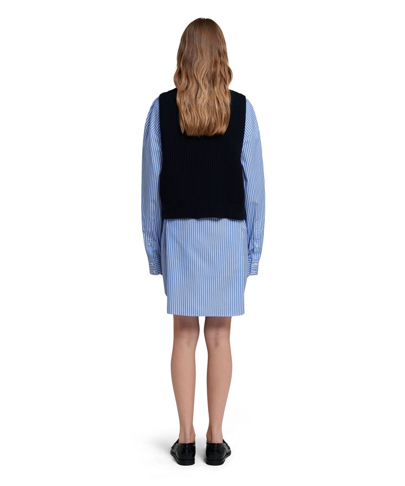 Black / Blue MSGM Poplin Dress With English Cotton Ribbed Shirt | USA_MSGM54861