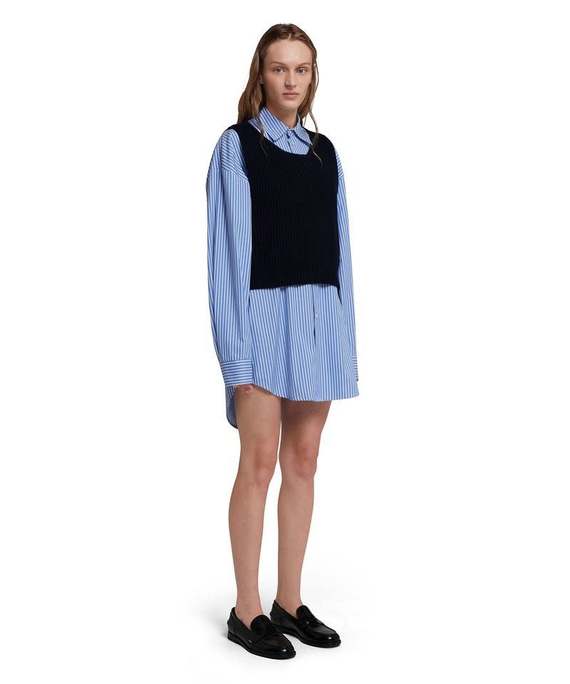 Black / Blue MSGM Poplin Dress With English Cotton Ribbed Shirt | USA_MSGM54861