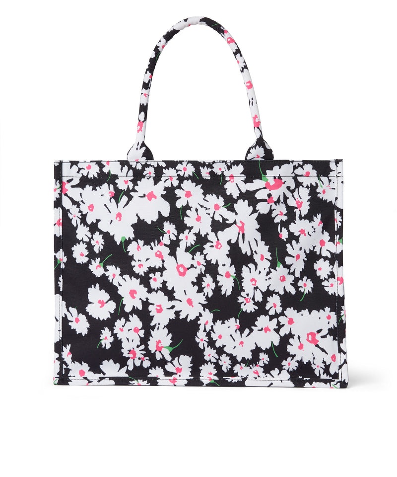 Black / Pink MSGM Canvas Tote Bag With Daisy Print | USA_MSGM53111