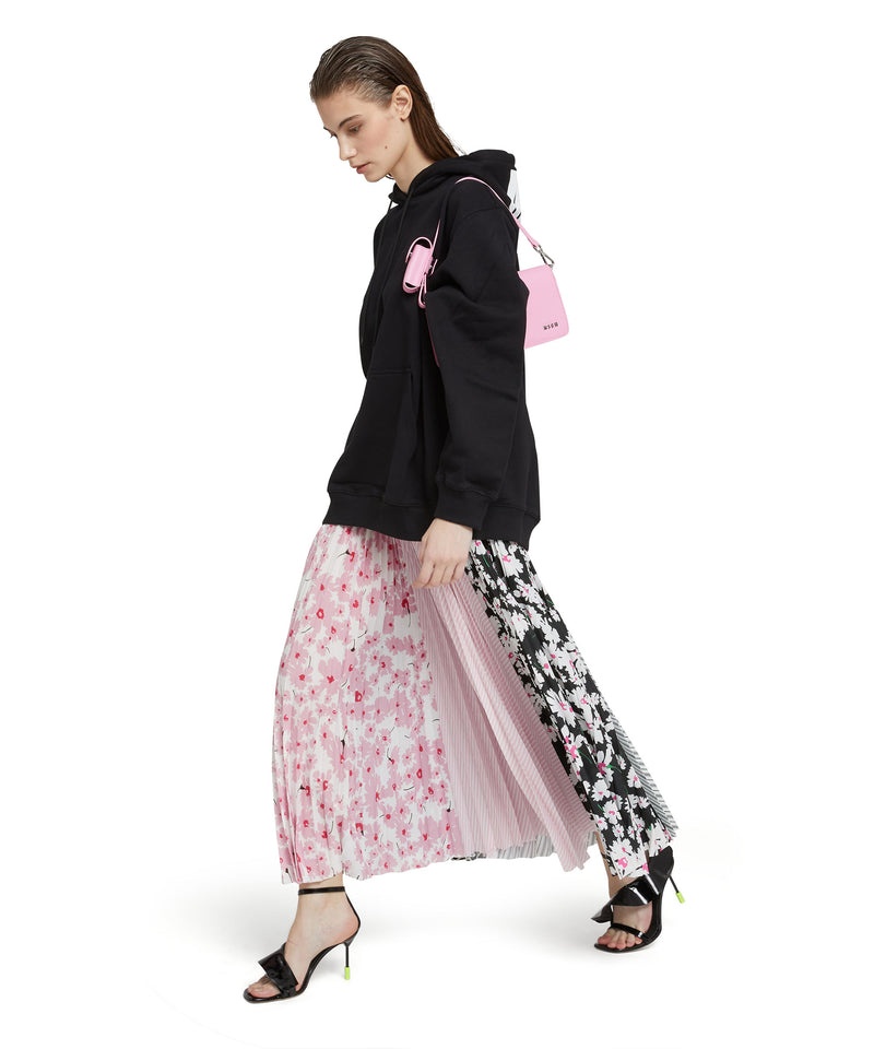 Black / Pink MSGM Long Pleated Skirt With Patchwork Print And Elasticized Waistband | USA_MSGM24361