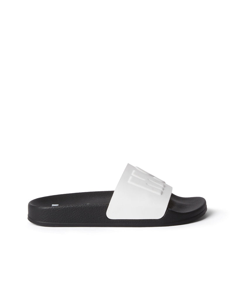 Black / White MSGM Large Logo Pool Slides | USA_MSGM99330